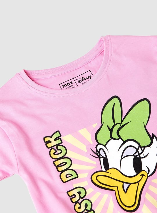 Girls Daisy Duck Print T-shirt with Knotted Hem
