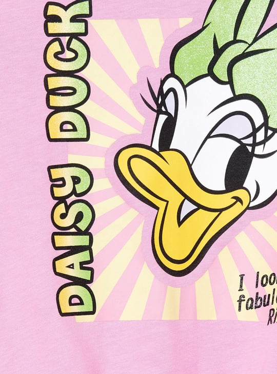 Girls Daisy Duck Print T-shirt with Knotted Hem