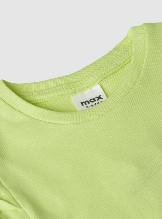 Girls Solid Ruffle Detail Top