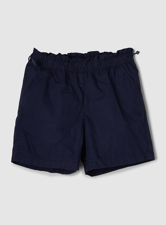 Girls Solid Elasticated Shorts