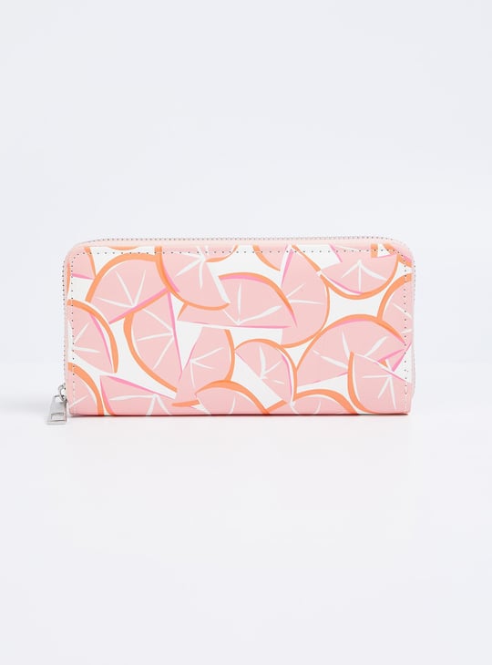 Women Floral Printed Zip Around Wallet