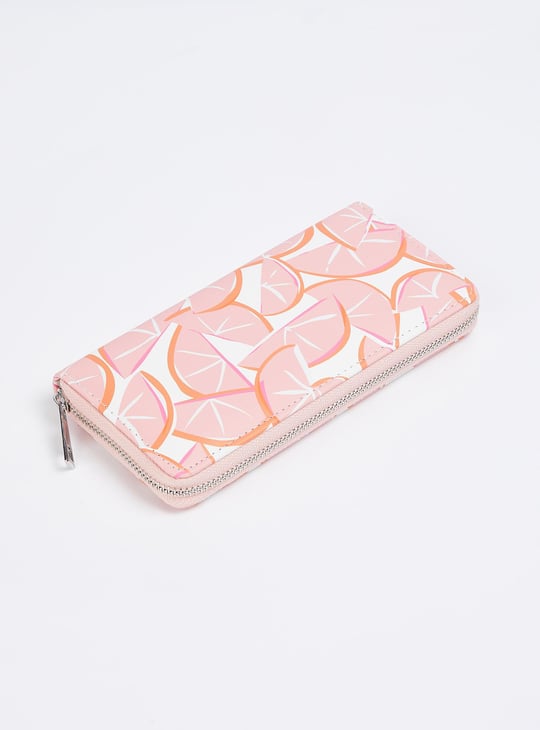 Women Floral Printed Zip Around Wallet