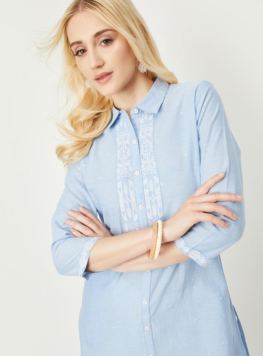 Women Embroidered Kurta with Pocket