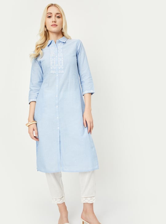 Women Embroidered Kurta with Pocket