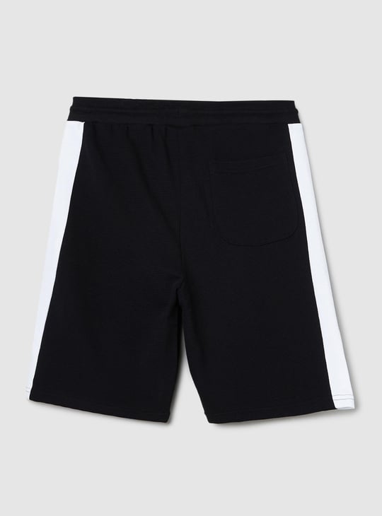 Boys Solid Ottoman Structured Knitted Shorts