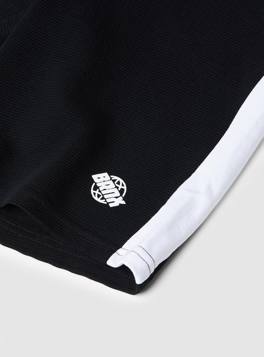 Boys Solid Ottoman Structured Knitted Shorts