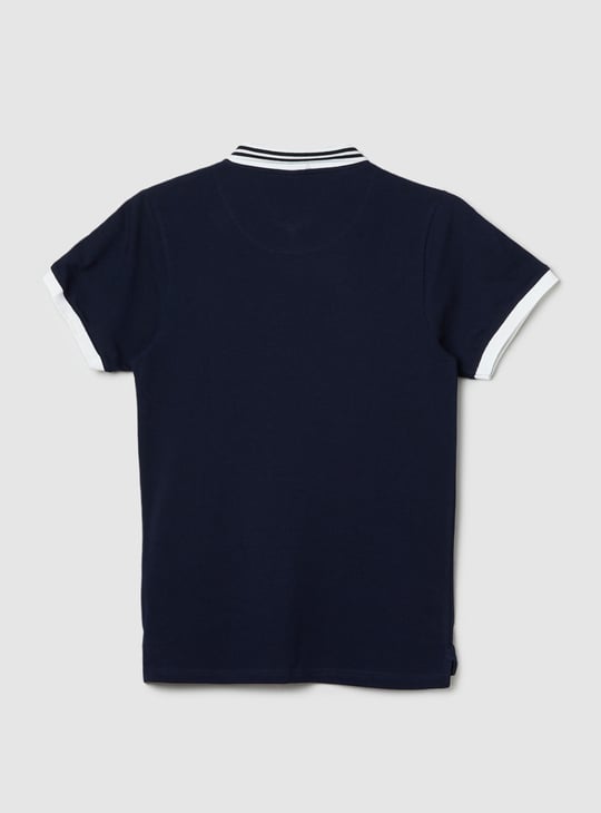 Boys Solid Zipper Polo T-shirt