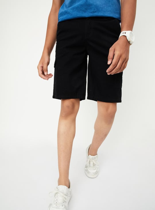 Boys Solid Bermuda Cargo Shorts