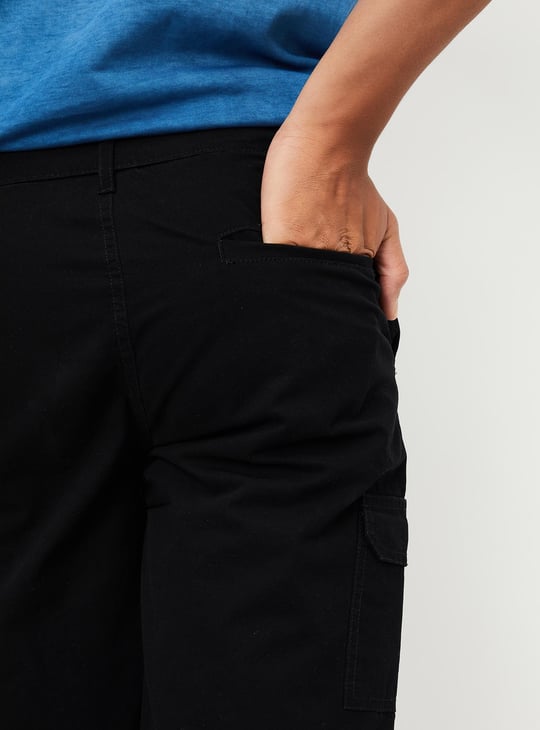 Boys Solid Bermuda Cargo Shorts