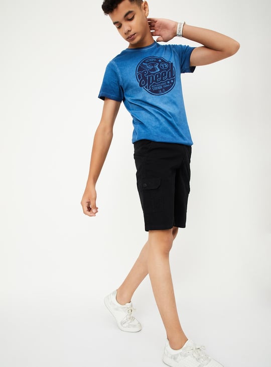 Boys Solid Bermuda Cargo Shorts