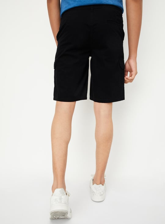 Boys Solid Bermuda Cargo Shorts