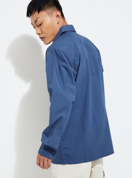 URB_N Men Relaxed Fit Solid Flap Pocket Shirt
