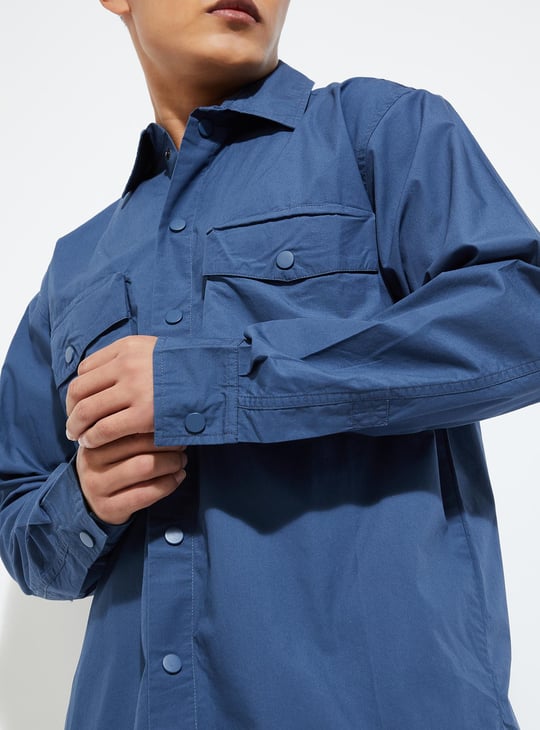 URB_N Men Relaxed Fit Solid Flap Pocket Shirt