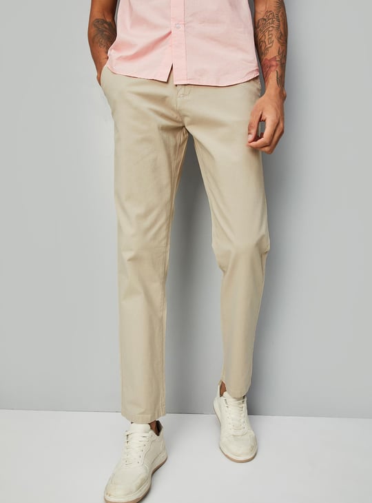 Men Solid Stretchable Slim Fit Chinos