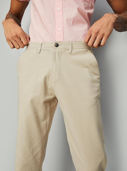 Men Solid Stretchable Slim Fit Chinos