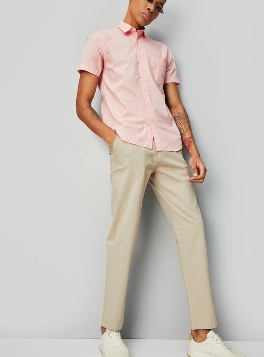 Men Solid Stretchable Slim Fit Chinos