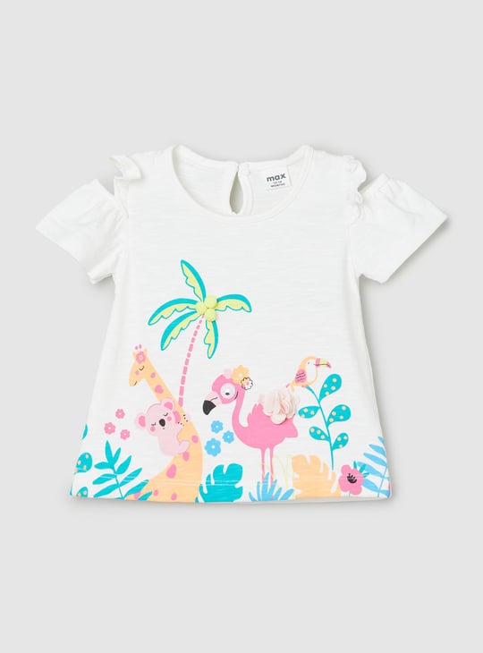 Girls Printed Cold Shoulder Top