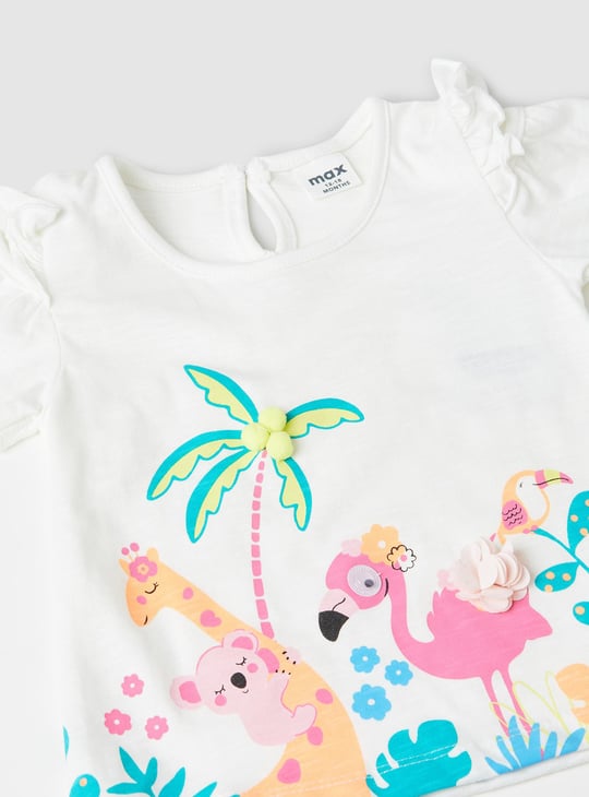 Girls Printed Cold Shoulder Top