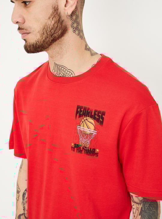 Men Oversized Back Printed T-shirt