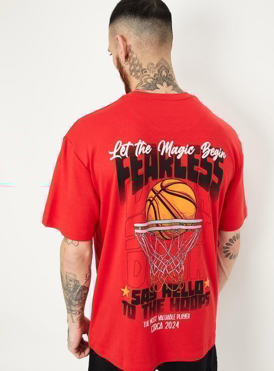 Men Oversized Back Printed T-shirt