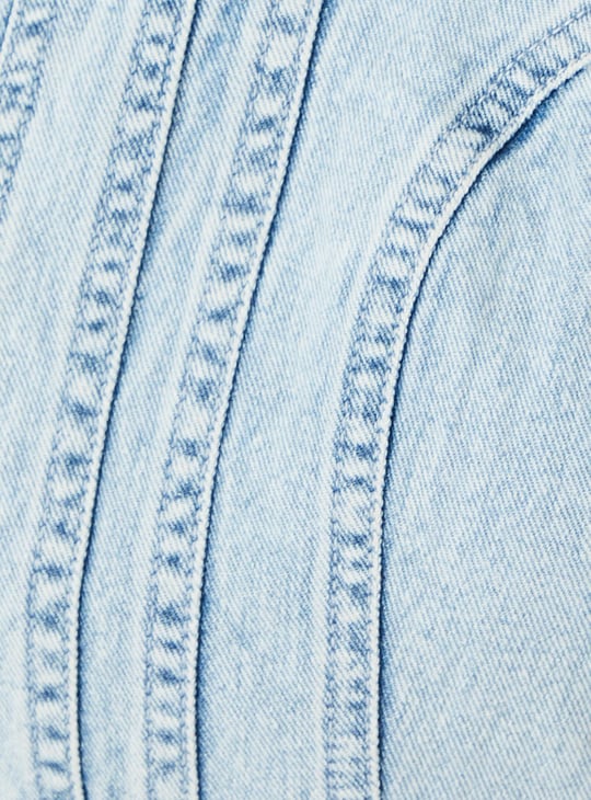 Women Pintuck Denim Bralette Top