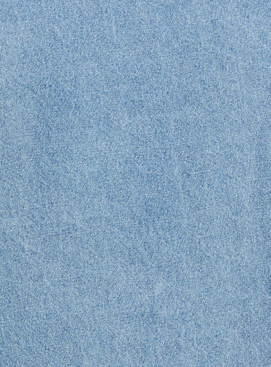 Women Solid Denim Shirt Dress