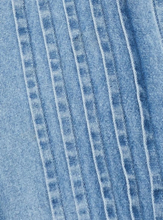 Women Solid Denim Shirt Dress