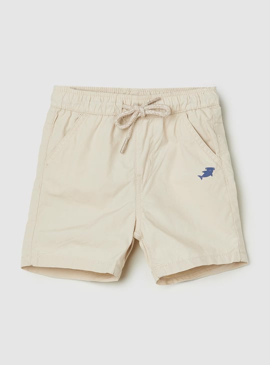 Boys Solid Woven Shorts | Beige