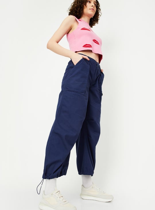Women Solid Parachute Pants
