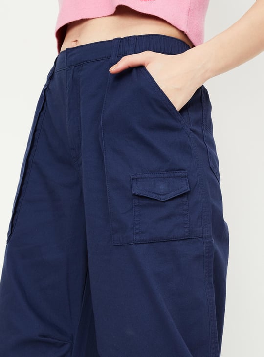 Women Solid Parachute Pants