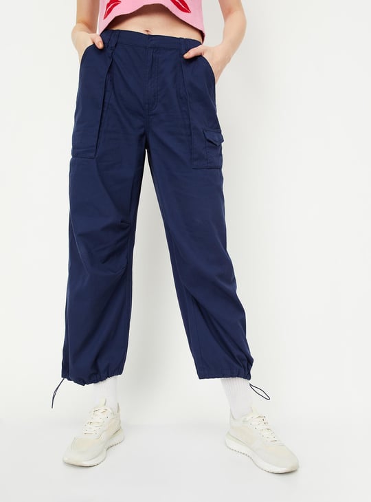 Women Solid Parachute Pants