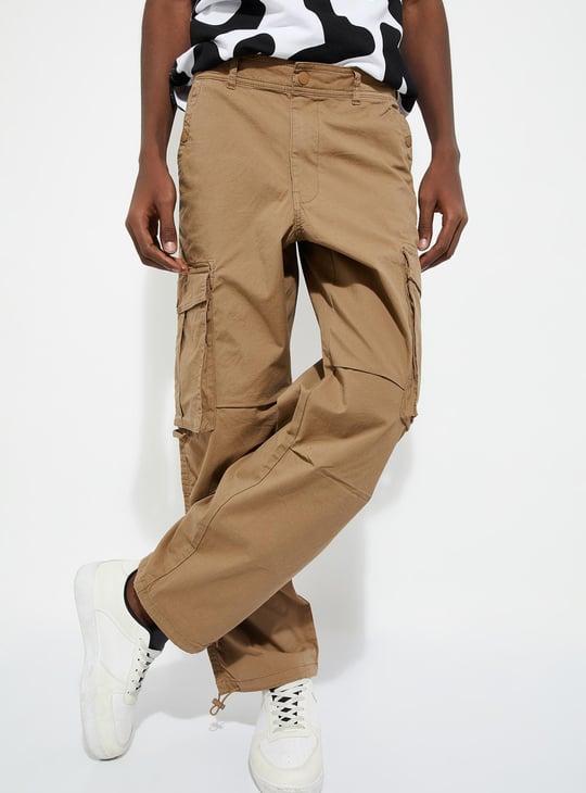 Men Relaxed Fit Parachute Cargo Pants