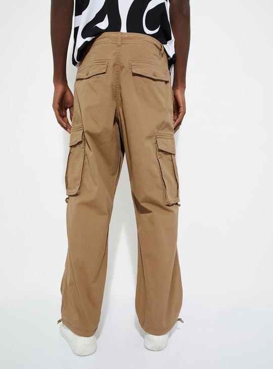 Men Relaxed Fit Parachute Cargo Pants