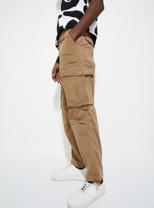 Men Relaxed Fit Parachute Cargo Pants
