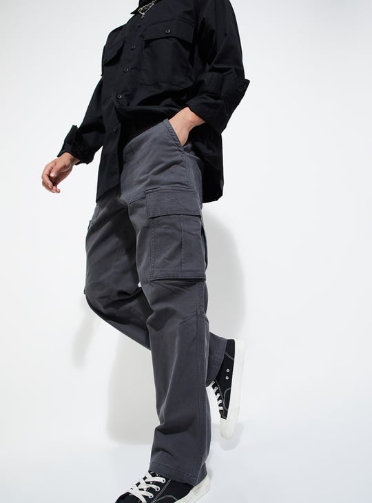 Relaxed Fit Cargo Mens Cargo Black Trousers Relaxed Fit Nylon