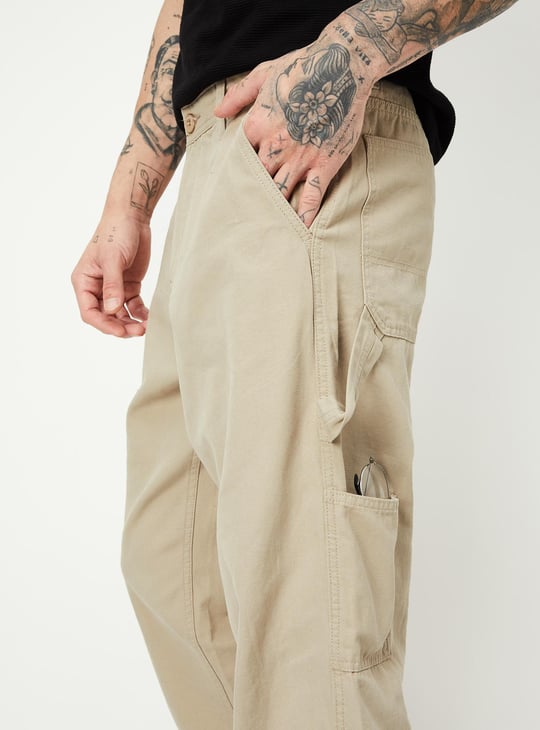 URB_N Men Relaxed Fit Solid Carpenter Trousers