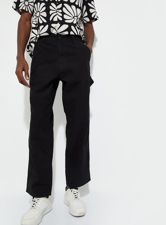 URB_N Men Relaxed Fit Solid Carpenter Trousers