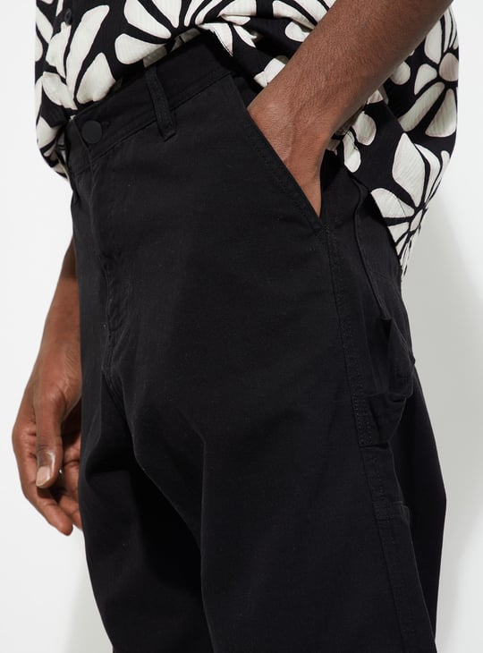 URB_N Men Relaxed Fit Solid Carpenter Trousers
