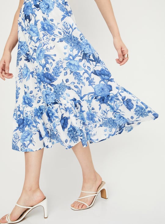 Women Floral Printed Midi Skirt