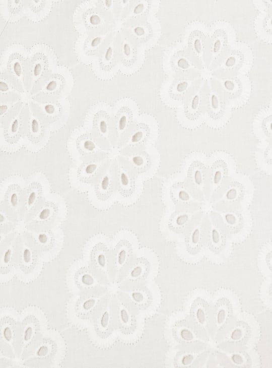 Women Schiffli Belted A-line Dress