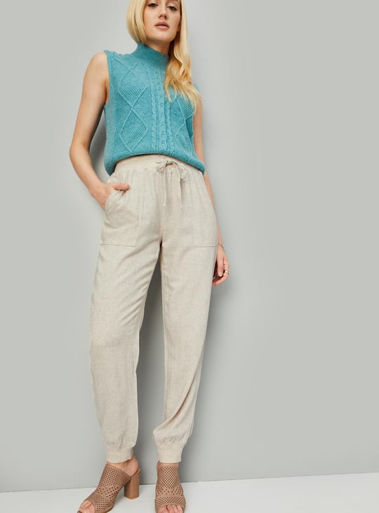 Women Solid Woven Joggers