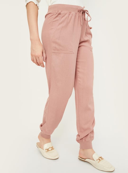 Women Solid Woven Joggers