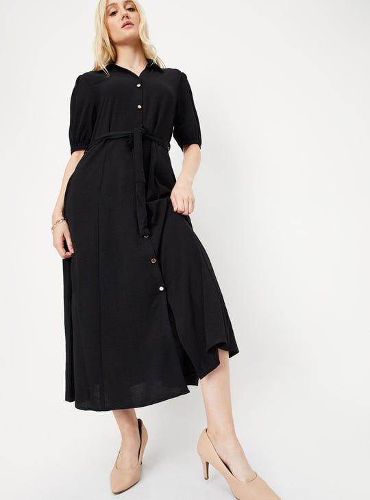 Women Solid Shirt Dress