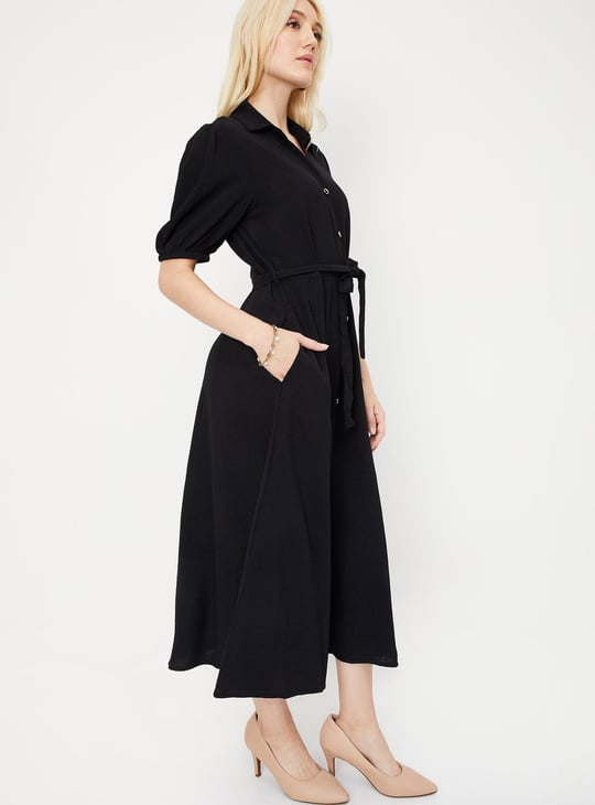 Women Solid Shirt Dress