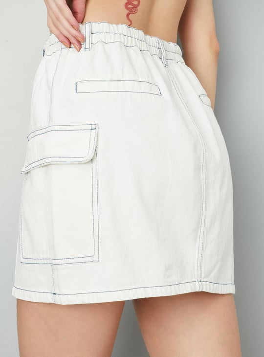 Women Denim Utility Mini Skirt