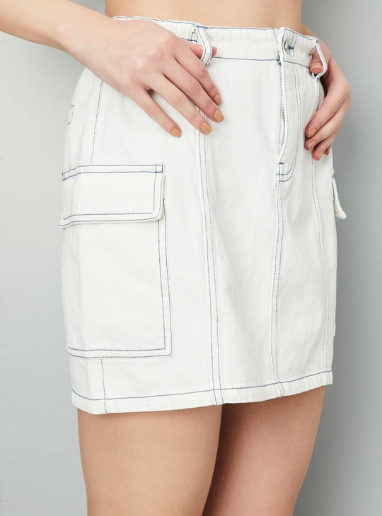 Women Denim Utility Mini Skirt