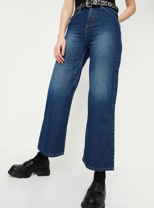 Women Washed Wide-Legged Jeans