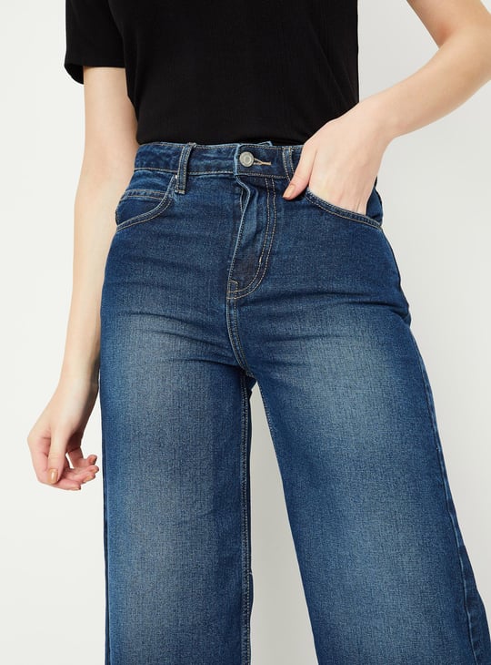 Women Washed Wide-Legged Jeans