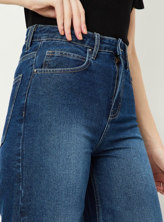 Women Washed Wide-Legged Jeans
