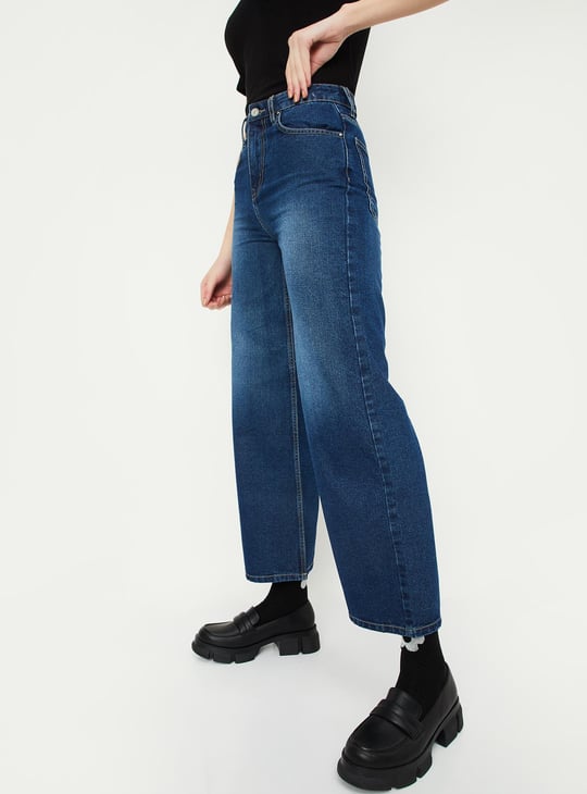 Women Washed Wide-Legged Jeans